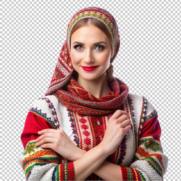 PSD pretty gorgeous lady in knitted cute isolated on transparent background