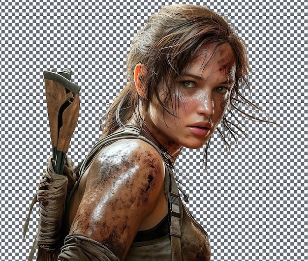 PSD pretty lara croft tomb raider isolated on transparent background