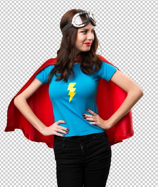 Pretty superhero girl looking lateral