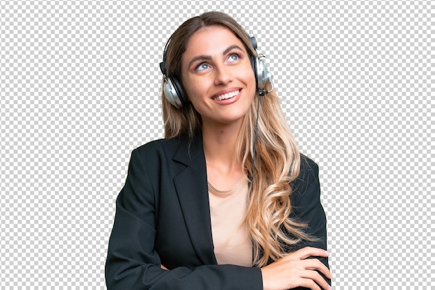 Pretty Uruguayan woman over isolated background