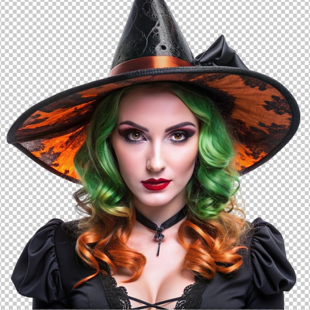 PSD pretty witch model cosplay isolated on transparent background