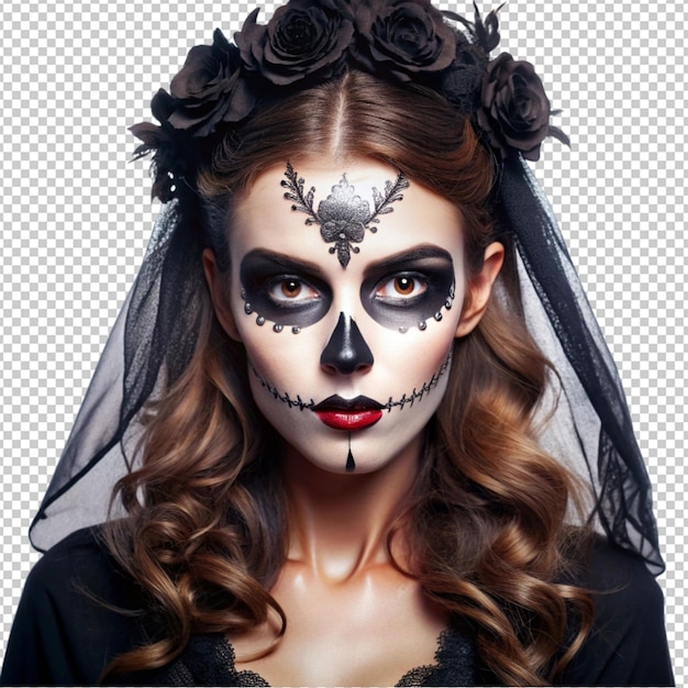 PSD pretty woman wearing black costume on transperent background