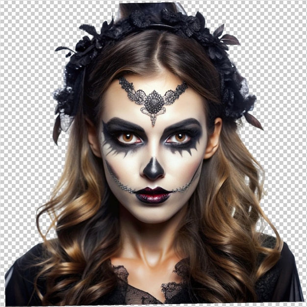 PSD pretty woman wearing black costume on transperent background