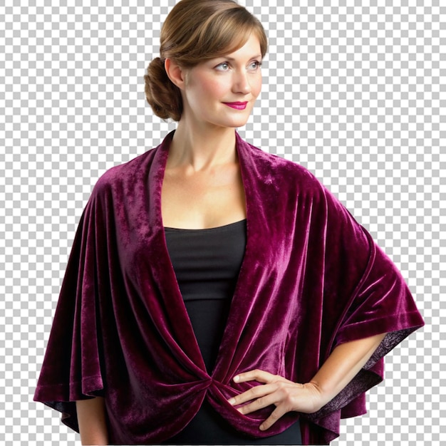 PSD pretty young charming woman wearing velvet wrap shrug