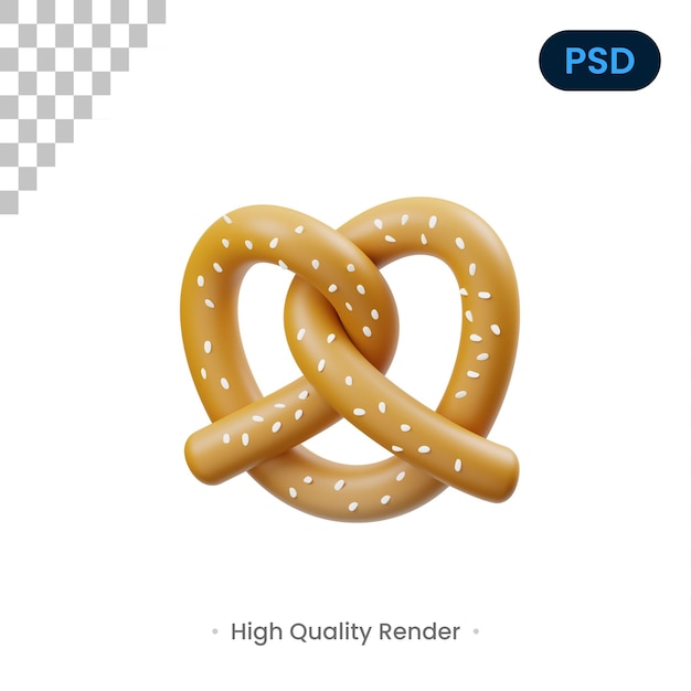 Pretzel 3D Icon Premium Psd