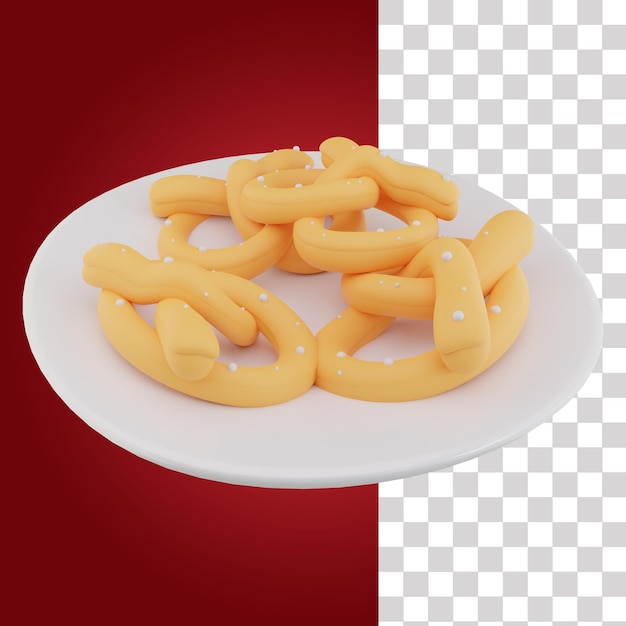 Pretzel Plate 3D Icon