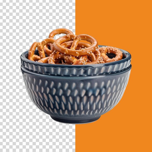 PSD pretzels in a bowl isolated on transparent background