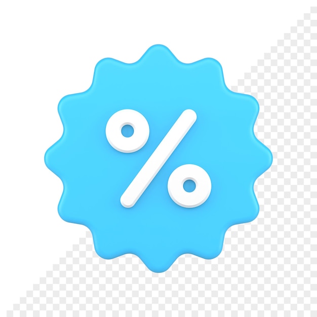 Price tag icon with percent symbol 3d render