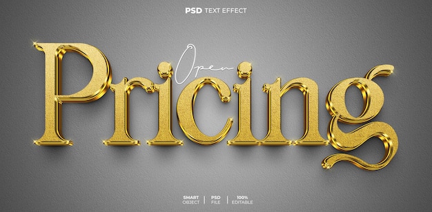 Pricing 3D editable text effect