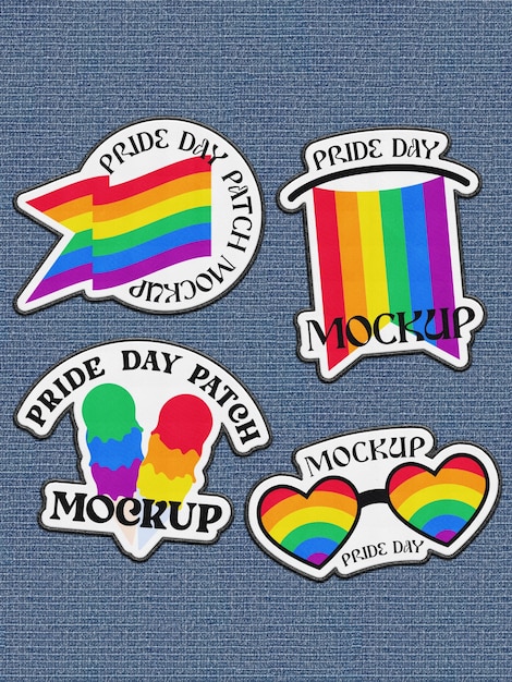 PSD pride day patches mockup