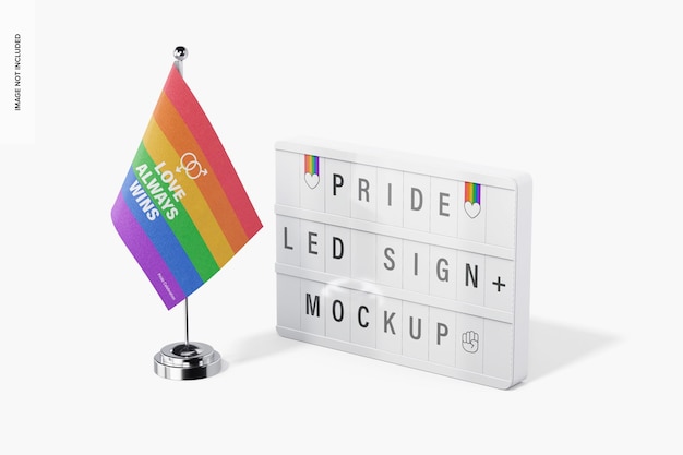 Pride LED Sign Mockup, Perspective