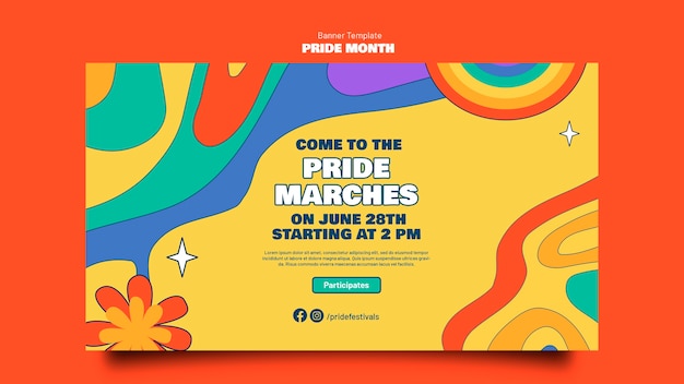 Pride month celebration banner template