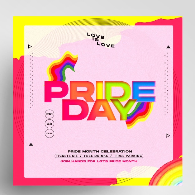 PSD pride month celebration instagram flyer design