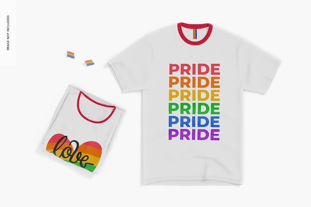 Pride T Shirts Mockup, Top View