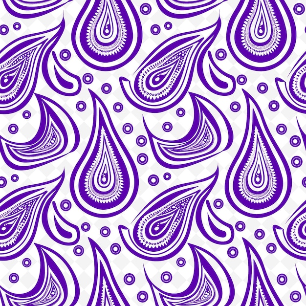 PSD princely paisley pattern with hockey stick icon and teardrop nature inspired abstract outline art