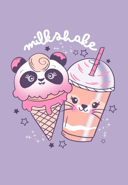 PSD print milkshake kids