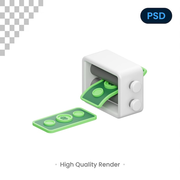 Print Money 3D Icon Premium Psd