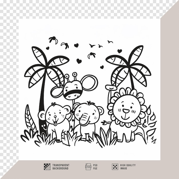 PSD printable coloring pages for kids without background hd quality