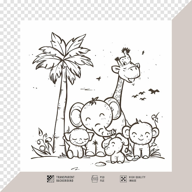 PSD printable coloring pages for kids without background hd quality