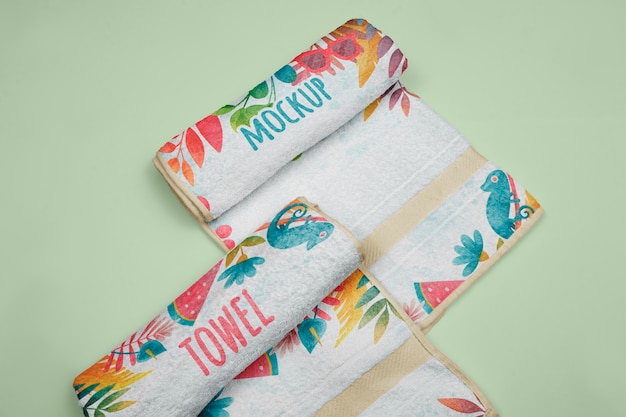 Printed beach towel mock-up with colorful design