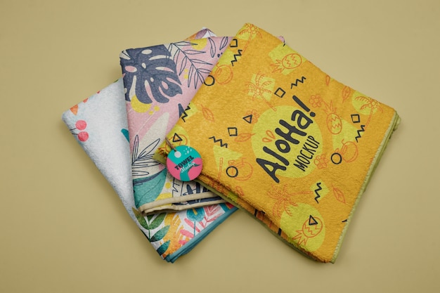 Printed beach towel mock-up with colorful design