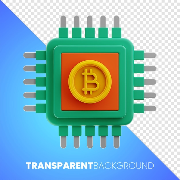 processor Bitcoin Money finance icon 3d rendering high quality transparent background PNG