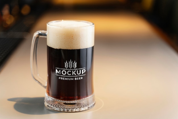 Product beer in bar mockup