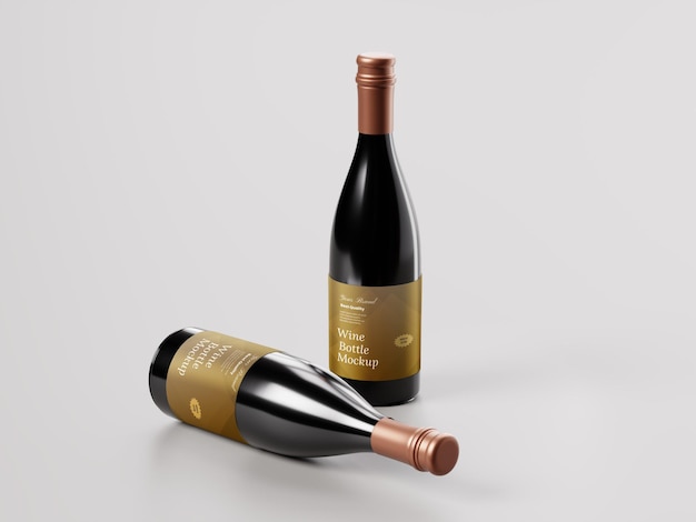 Product Mockup of Two Bottles of Wine