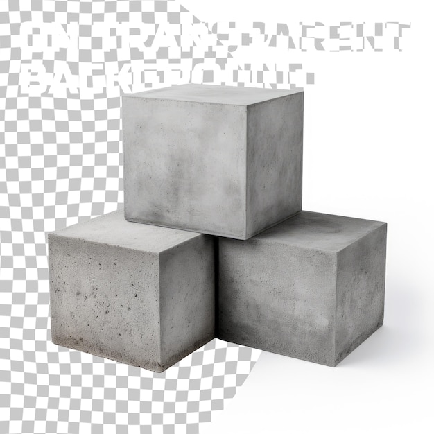 Product podium made from concrete cube isolated on a transparent background