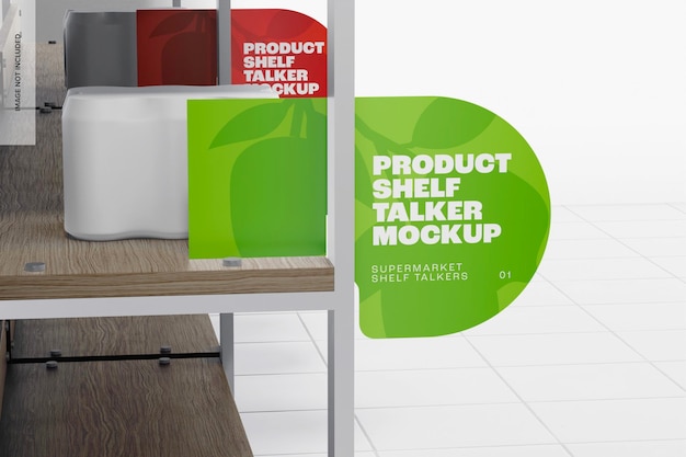 Product Shelf Talker Mockup, Left View