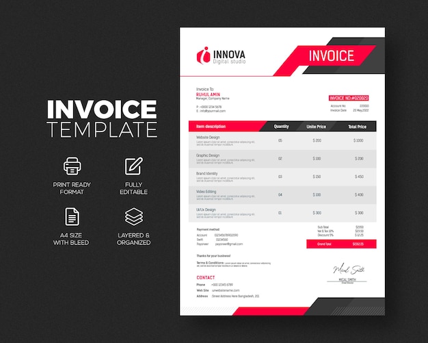 Professional business invoice template design