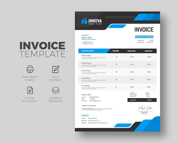 Professional business invoice template design