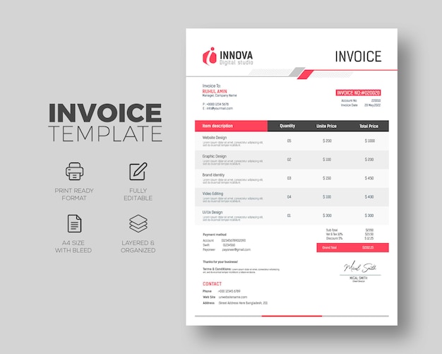 Professional business invoice template design