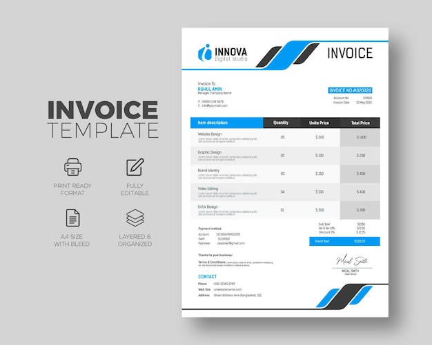 Professional business invoice template design