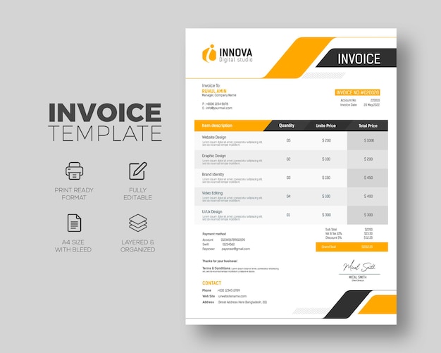 Professional business invoice template design