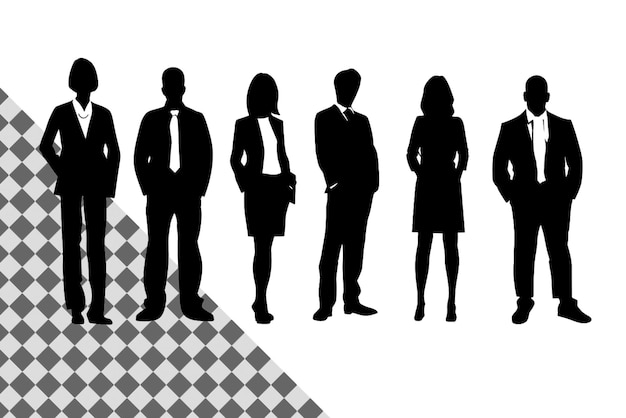 PSD professional business people silhouette with transparent background