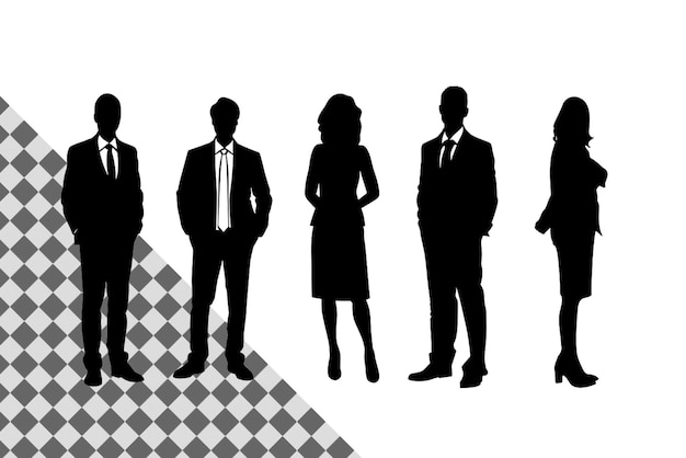 Professional Business People Silhouette with Transparent Background