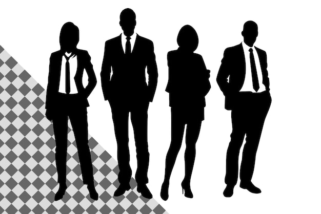 PSD professional business people silhouette with transparent background