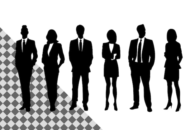 PSD professional business people silhouette with transparent background