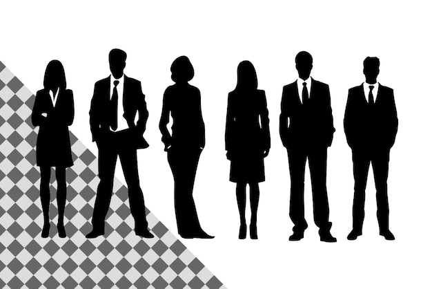 Professional Business People Silhouette with Transparent Background