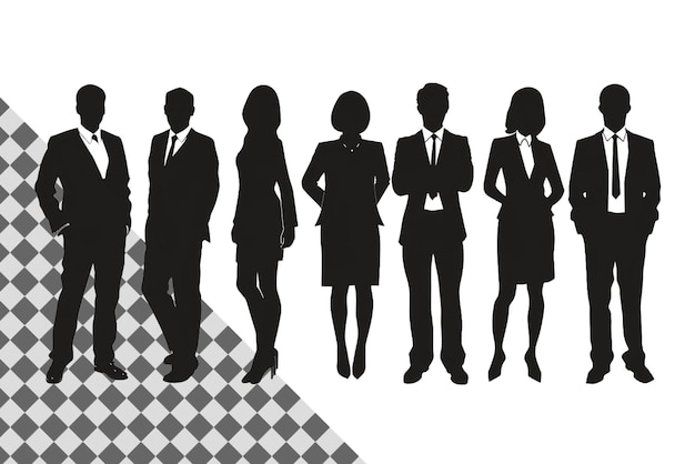 PSD professional business people silhouette with transparent background