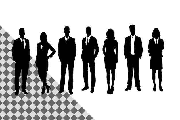 PSD professional business people silhouette with transparent background