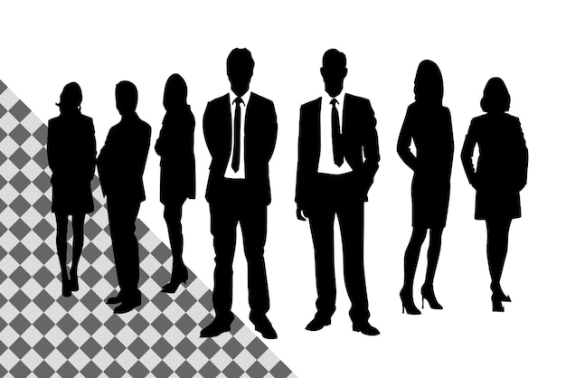 PSD professional business people silhouette with transparent background