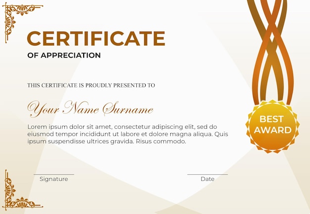 PSD professional certificate design template