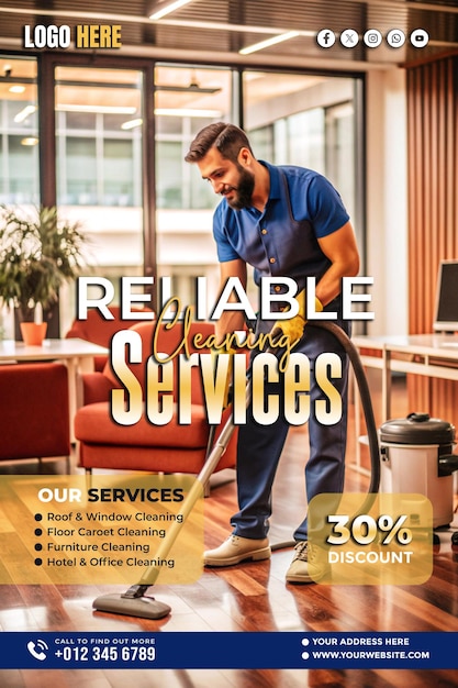 Professional Cleaning banner copy space poster and flyer