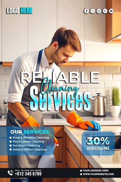 Professional Cleaning banner copy space poster and flyer