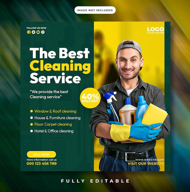 professional cleaning service or cleaning company social media post