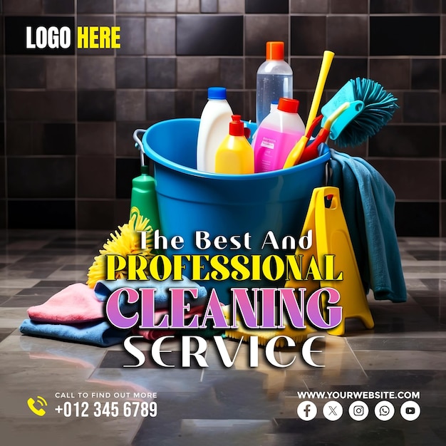 professional cleaning service social media banner and poster template