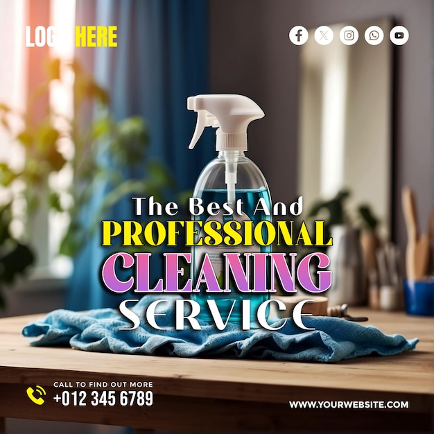 professional cleaning service social media banner and poster template