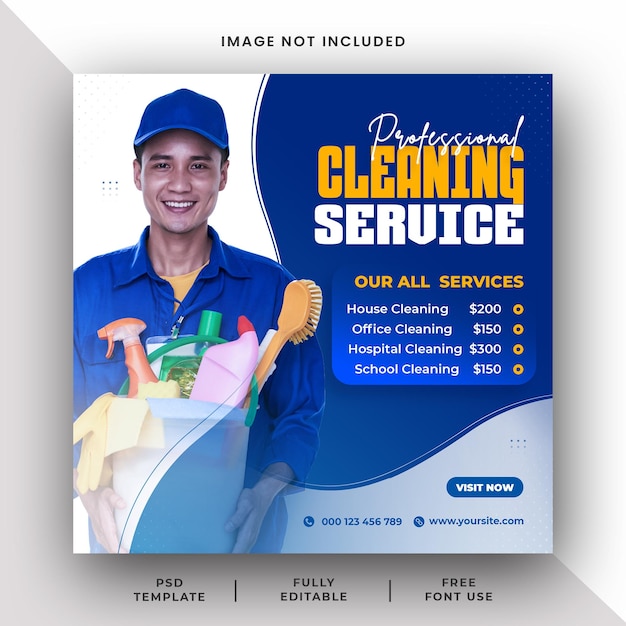 Professional Cleaning Service Social Media Instagram Post Banner Template